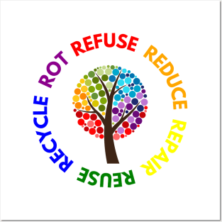 Refuse Reduce Repair Reuse Recycle Rot - Rainbow Tree Posters and Art